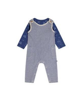 Boys' Organic Cotton Transportation Romper and Striped Overall Set - Baby by DEUX PAR DEUX