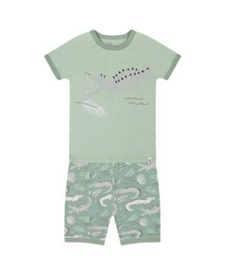 Boys' Organic Cotton Two-Piece Crocodile Top and Short Pajama Set - Little Kid by DEUX PAR DEUX