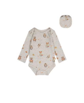Boys' Organic Cotton Woodland Animal Snap Envelope Neck Romper - Baby by DEUX PAR DEUX