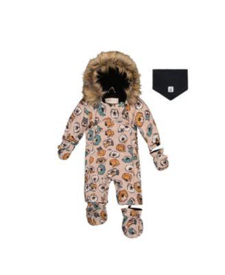 Boys' Play Dog Faux Fur Hood Car Seat One Piece Snowsuit - Baby by DEUX PAR DEUX