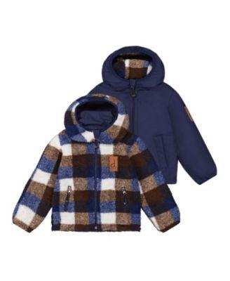 Boys' Reversible Mid-Season Fleece Technical Hooded Jacket - Little Kid by DEUX PAR DEUX