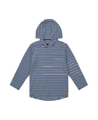 Boys' Striped Brushed Jersey Hooded Long Sleeve T-Shirt - Little Kid by DEUX PAR DEUX