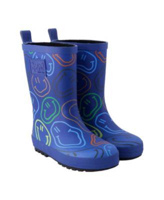 Boys' Waterproof Smiley Rain Boots in Natural Rubber - Toddler by DEUX PAR DEUX