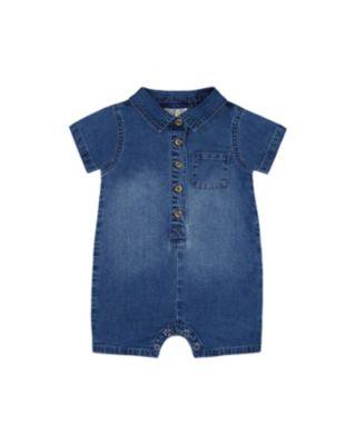 Denim Romper Dark Denim One-Piece - Baby by DEUX PAR DEUX