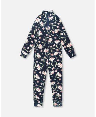 Girl Two-Piece Thermal Underwear Set Navy Flower Print - Toddler|Child by DEUX PAR DEUX