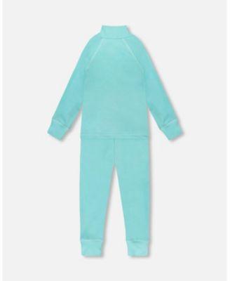 Girl Two-Piece Thermal Underwear Set Turquoise Blue - Child by DEUX PAR DEUX