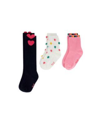Girls' 3-Pair Heart Ribbed Cuff Stretch Socks - Little Kid by DEUX PAR DEUX