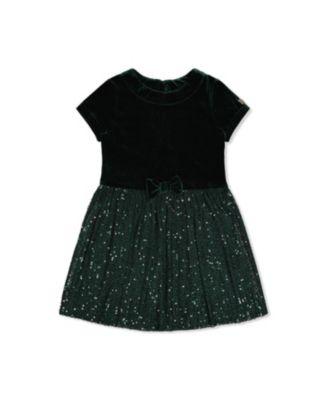 Girls' Bi-Material Bow Belt Glitter Mesh Short Sleeve Dress - Little Kid by DEUX PAR DEUX