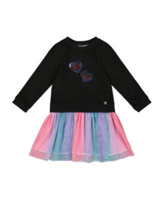 Girls' Bi-Material Dress with Mesh Skirt - Little Kid by DEUX PAR DEUX