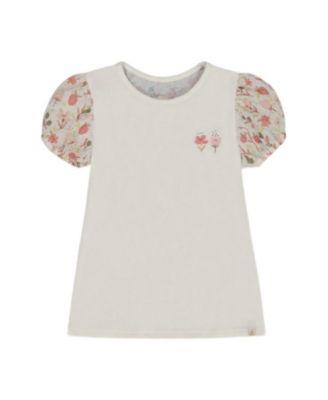 Girls' Bi-Material Organic Cotton Top with Puff Sleeve - Big Kid by DEUX PAR DEUX