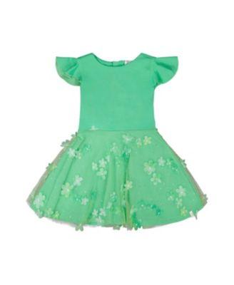 Girls' Bi-Material Short Flutter Sleeves Mesh Dress - Big Kid by DEUX PAR DEUX