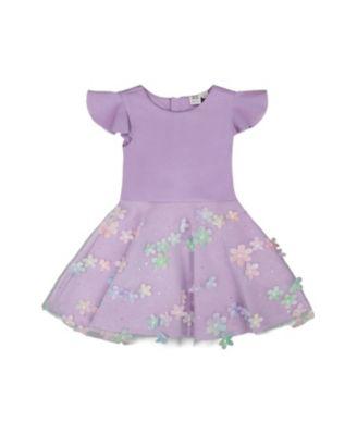 Girls' Bi-Material Short Flutter Sleeves Mesh Dress - Big Kid by DEUX PAR DEUX