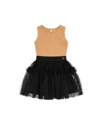 Girls' Bi-Material Sleeveless Tiered Mesh Ruffle Dress - Big Kid by DEUX PAR DEUX