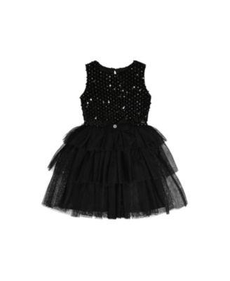 Girls' Bi-Material Sparkle Velour Tiered Mesh Sleeveless Dress - Big Kid by DEUX PAR DEUX