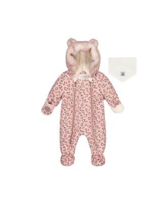 Girls' Car Seat Leopard Paw Fleece Neckwarmer One Piece Snowsuit - Baby by DEUX PAR DEUX