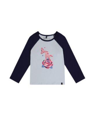Girls' Contrast Raglan Organic Cotton Crew Neck T-Shirt - Little Kid by DEUX PAR DEUX