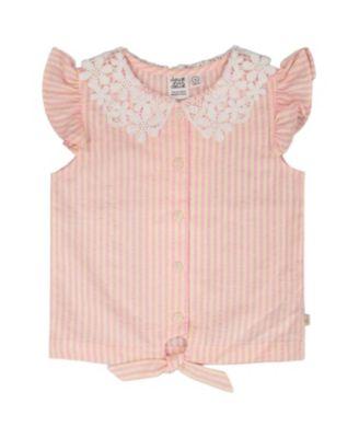 Girls' Crochet Collar Stripes Sleeveless Shirt - Little Kid by DEUX PAR DEUX
