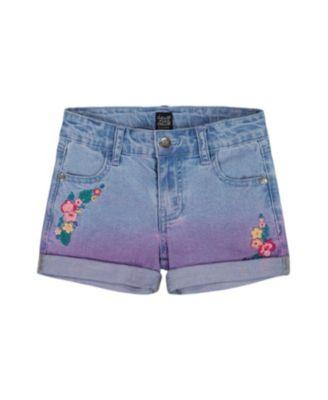Girls' Cuffed Denim Shorts with Embroidery Floral Jeans - Big Kid by DEUX PAR DEUX