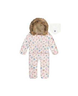 Girls' Floral Snug Car Seat Fleece Neckwarmer One Piece Snowsuit - Little Kid by DEUX PAR DEUX