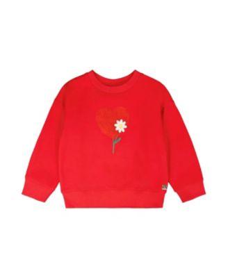 Girls' French Terry Heart and Flower Embroidery Sweatshirt - Big Kid by DEUX PAR DEUX