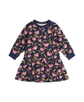 Girls' French Terry Raglan Sleeve Gathered Skirt Dress - Baby by DEUX PAR DEUX