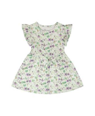 Girls' Jersey Flutter Sleeves Flowers Dress - Little Kid by DEUX PAR DEUX