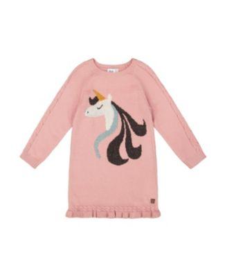 Girls' Knitted Dress with Unicorn Intarsia - Little Kid by DEUX PAR DEUX