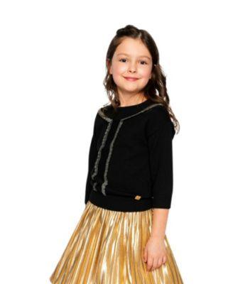 Girls' Lace Detail Crew Neck Ribbed Hem Knitted Sweater - Big Kid by DEUX PAR DEUX