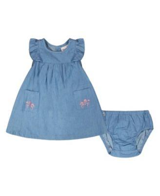 Girls' Light Blue Chambray Dress and Bloomer Set - Baby by DEUX PAR DEUX
