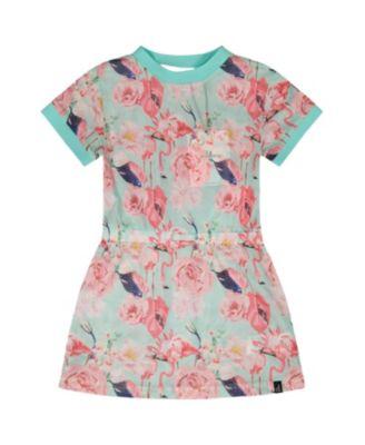 Girls' Mesh Short Sleeves Elastic Waist Flamingo Beach Dress - Big Kid by DEUX PAR DEUX
