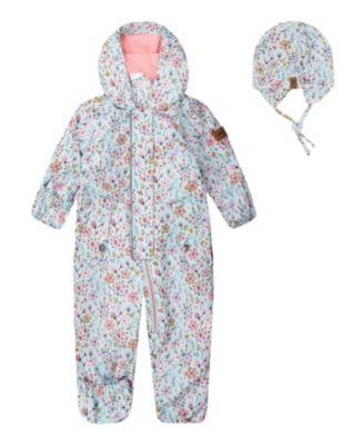 Girls' Mid-Season One-Piece Mini Flower Print Outerwear with Hat - Baby by DEUX PAR DEUX