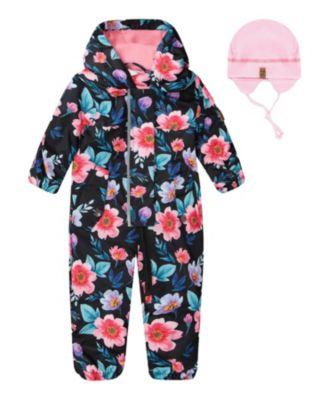 Girls' Mid-Season One-Piece Printed Flowers Outerwear with Hat - Baby by DEUX PAR DEUX