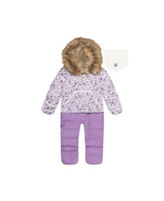 Girls' Mini Flowers Snug Car Seat Fleece Neckwarmer One Piece Snowsuit - Baby by DEUX PAR DEUX