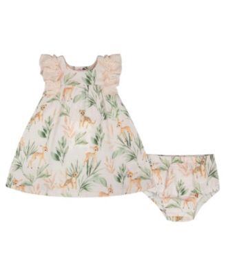 Girls' Muslin Dress and Bloomer Deer Printed Set - Baby by DEUX PAR DEUX