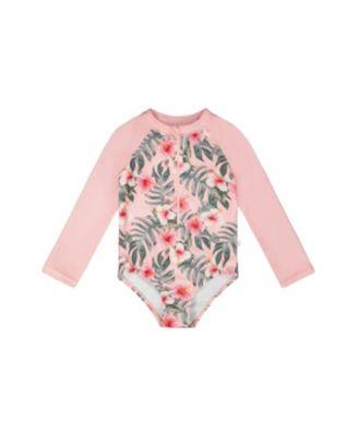 Girls' One-Piece Long Sleeve Hibiscus Rashguard - Little Kid by DEUX PAR DEUX
