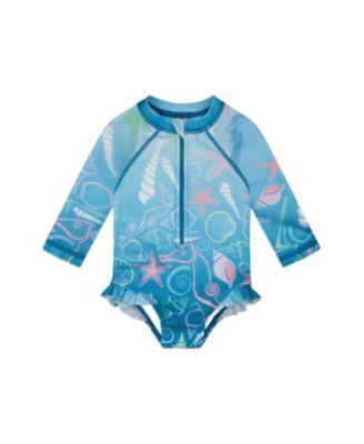 Girls' One-Piece Long Sleeve Shell Print Rashguard - Baby by DEUX PAR DEUX