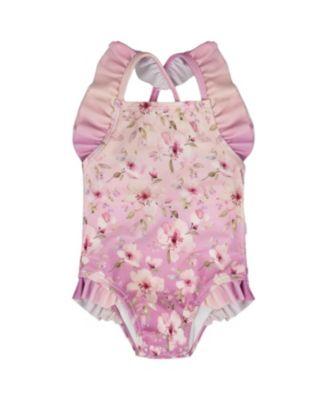Girls' One-Piece Ruffle Flower Print Swimsuit - Baby by DEUX PAR DEUX