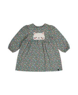 Girls' Organic Cotton Fleece Cat Gathered Skirt Dress - Baby by DEUX PAR DEUX