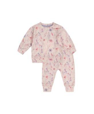Girls' Organic Cotton Floral Shoulder Button Pants and Top Set - Baby by DEUX PAR DEUX