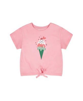 Girls' Organic Cotton Jersey Ice Cream T-Shirt with Tie at Waist - Big Kid by DEUX PAR DEUX