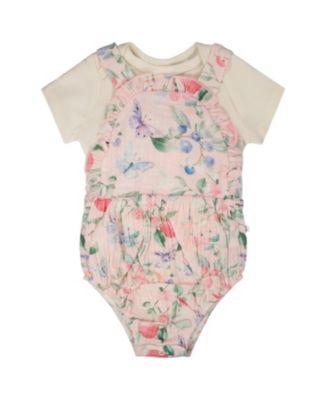 Girls' Organic Cotton Jersey Onesie and Printed Berries Muslin Overall Set - Baby by DEUX PAR DEUX