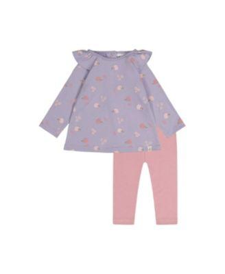 Girls' Organic Cotton Ruffle Shoulder Hedgehog Tunic and Legging Set - Baby by DEUX PAR DEUX