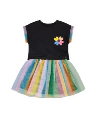 Girls' Organic Cotton and Mesh Short Sleeve Dress - Little Kid by DEUX PAR DEUX
