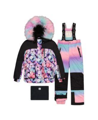 Girls' Play Floral Jacket & Gradient Pants Two Piece Snowsuit - Big Kid by DEUX PAR DEUX