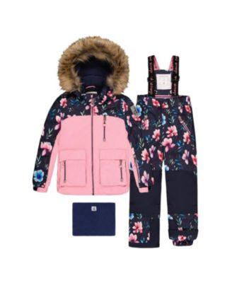 Girls' Play Floral Jacket & Reinforced Pants Two Piece Snowsuit - Big Kid by DEUX PAR DEUX