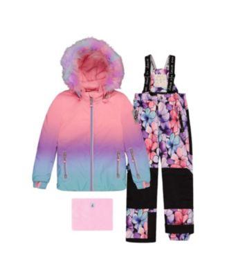 Girls' Play Gradient Jacket & Floral Pants Two Piece Snowsuit - Little Kid by DEUX PAR DEUX