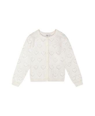 Girls' Pointelle Knit Long Sleeve Cardigan - Big Kid by DEUX PAR DEUX