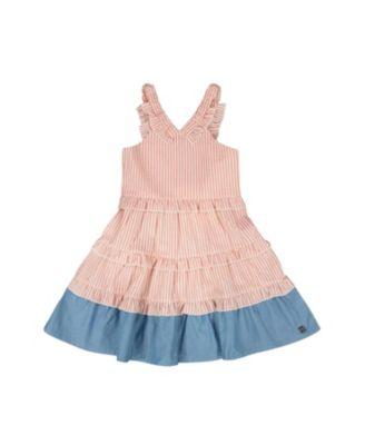 Girls' Poplin and Chambray Stripes Sleeveless Dress - Little Kid by DEUX PAR DEUX