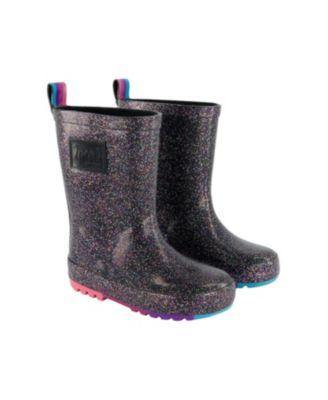 Girls' Rain Boots Black with Glitter - Toddler by DEUX PAR DEUX