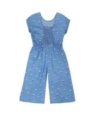 Girls' Short Sleeve Chambray Flower Jumpsuit - Big Kid by DEUX PAR DEUX